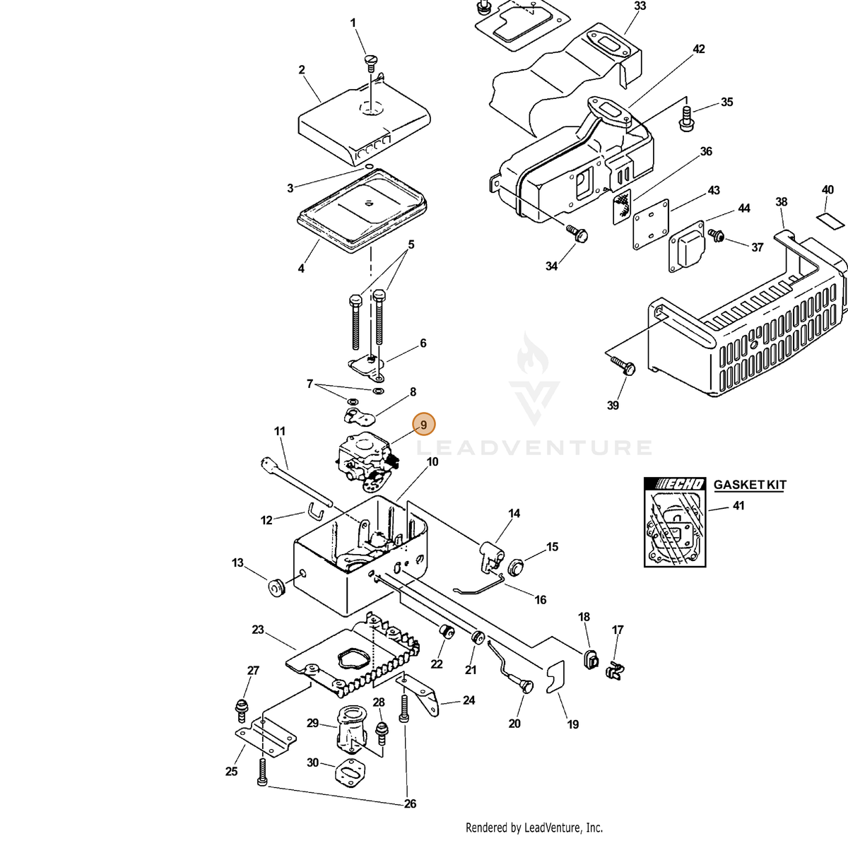 ECHO part 12300003662 — IPL diagram snippet (6x zoom, amber highlight)