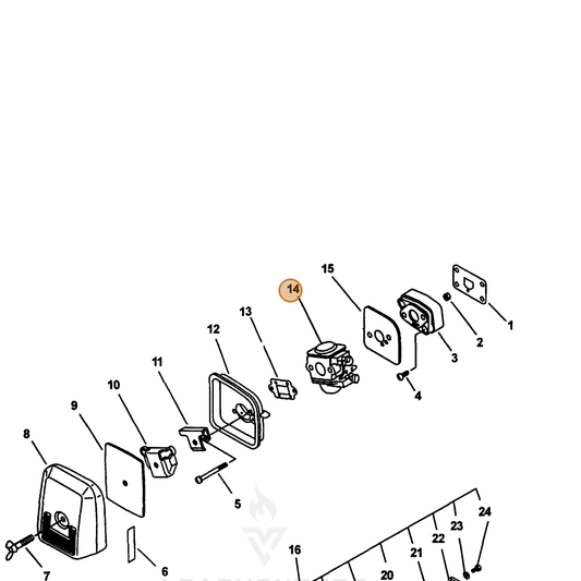 ECHO part 12300009664 — IPL diagram snippet (6x zoom, amber highlight)