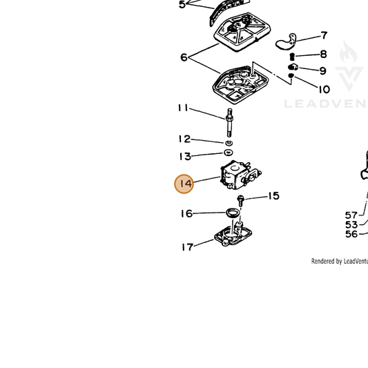 ECHO part 12300016330 — IPL diagram snippet (6x zoom, amber highlight)