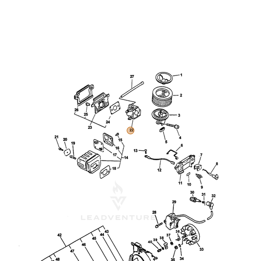ECHO part 12300038332 — IPL diagram snippet (6x zoom, amber highlight)