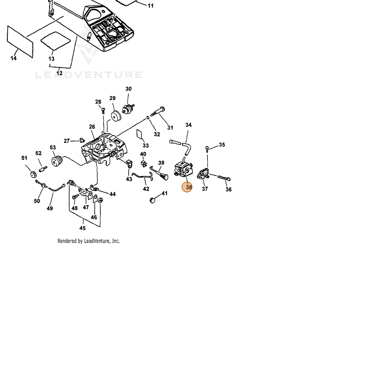 ECHO part 12300039832 — IPL diagram snippet (6x zoom, amber highlight)