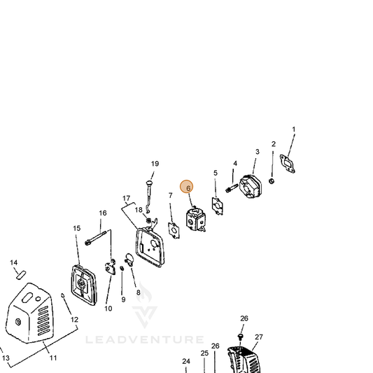 ECHO part 12300043131 — IPL diagram snippet (6x zoom, amber highlight)