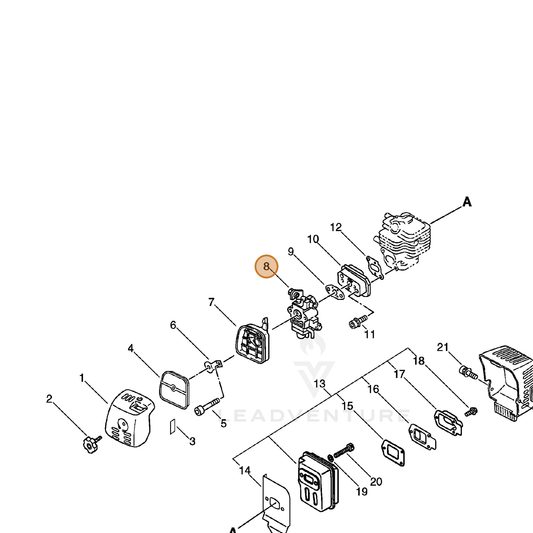 ECHO part 12300057732 — IPL diagram snippet (6x zoom, amber highlight)