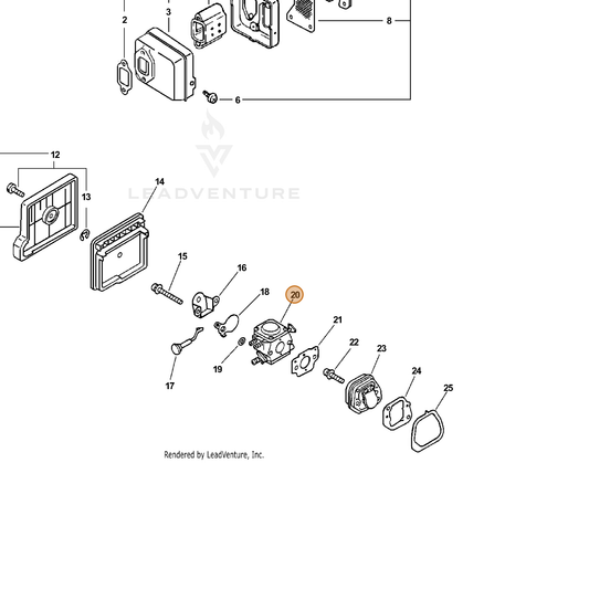 ECHO part 12300060131 — IPL diagram snippet (6x zoom, amber highlight)