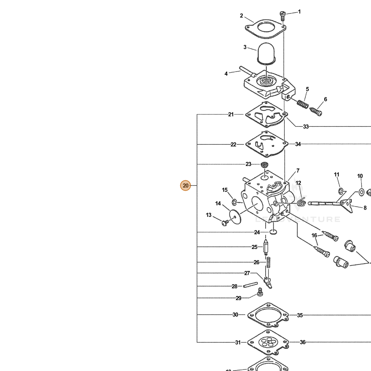 ECHO part 12310055730 — IPL diagram snippet (6x zoom, amber highlight)