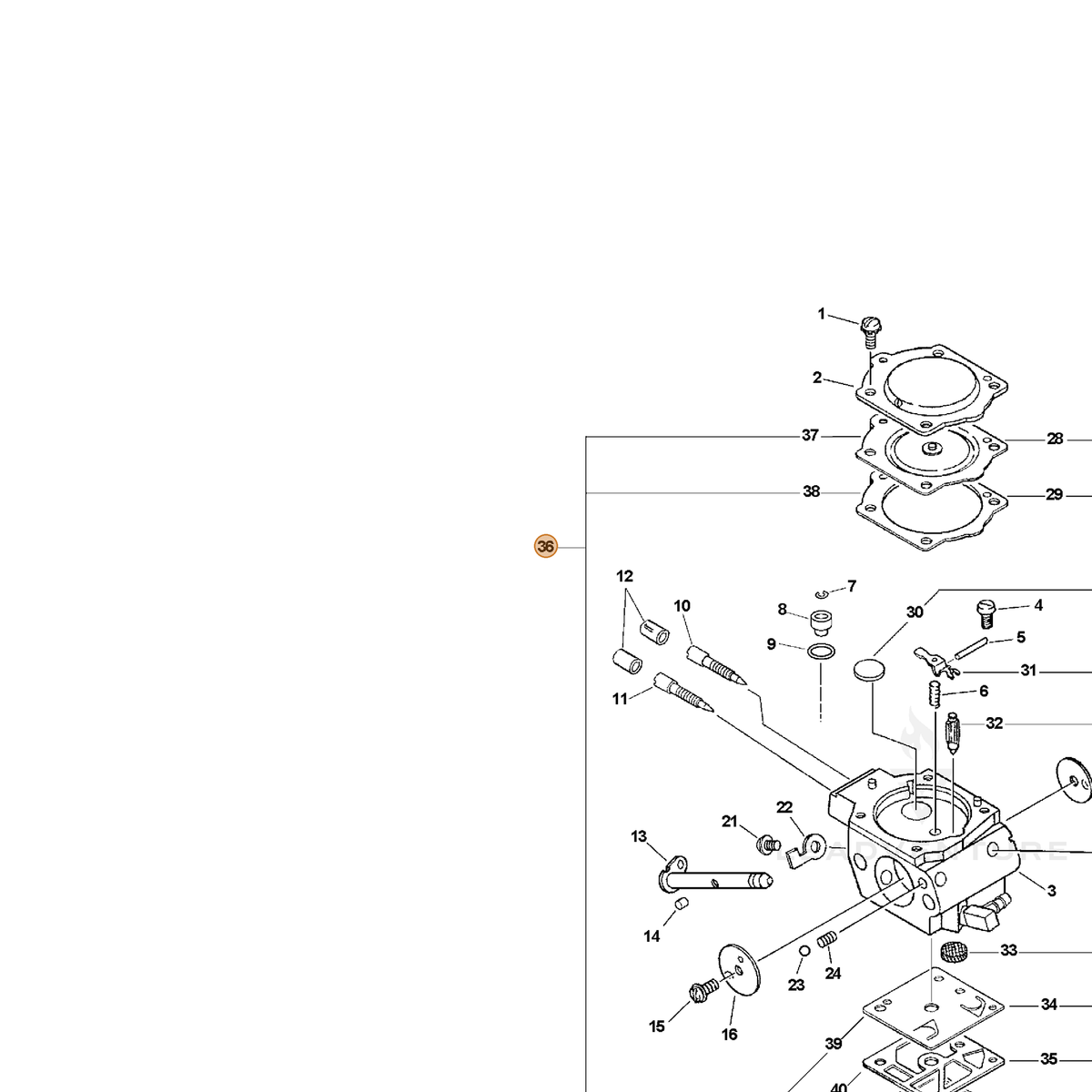 ECHO part 12310117330 — IPL diagram snippet (6x zoom, amber highlight)