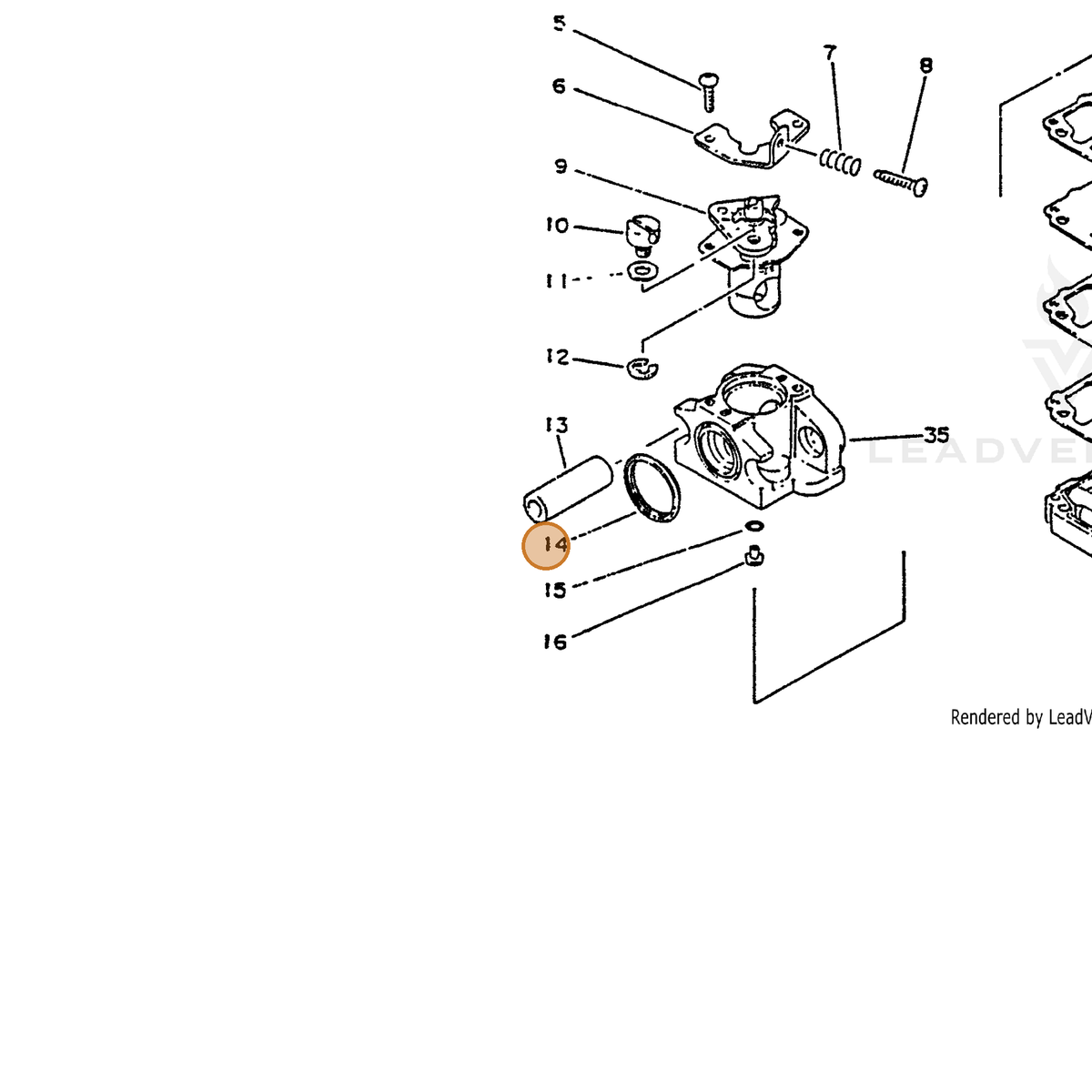ECHO part 12310140630 — IPL diagram snippet (6x zoom, amber highlight)