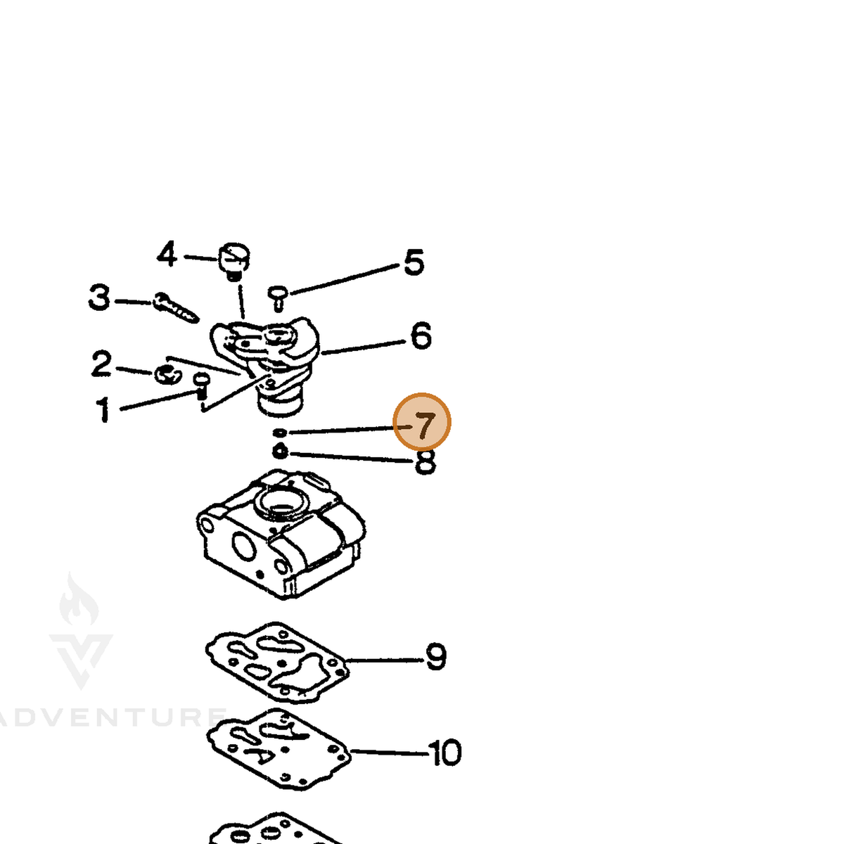 ECHO part 12310144430 — IPL diagram snippet (6x zoom, amber highlight)