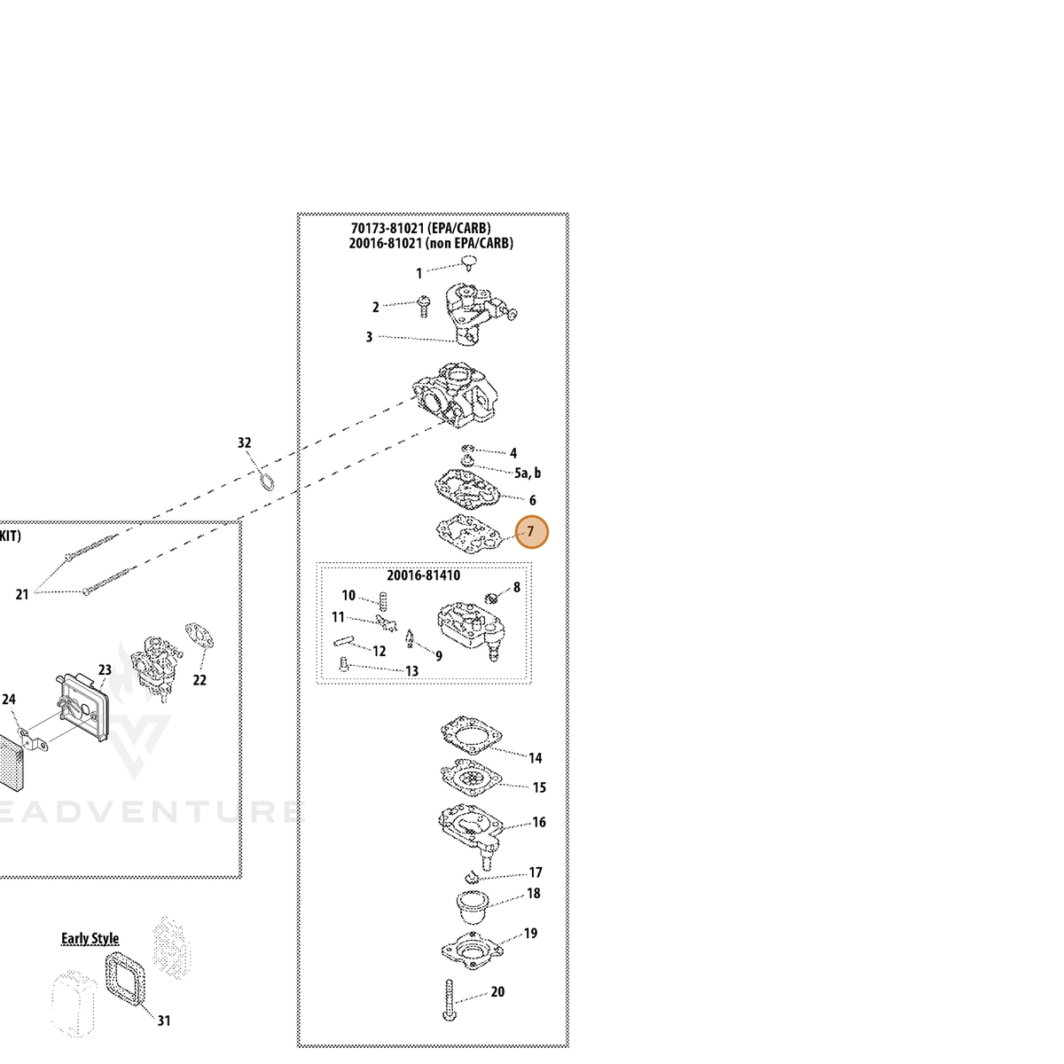 ECHO part 12311240630 — IPL diagram snippet (6x zoom, amber highlight)