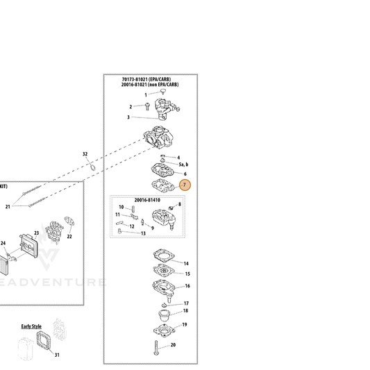 ECHO part 12311240630 — IPL diagram snippet (6x zoom, amber highlight)