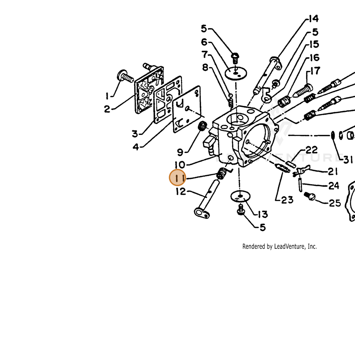 ECHO part 12311312330 — IPL diagram snippet (6x zoom, amber highlight)