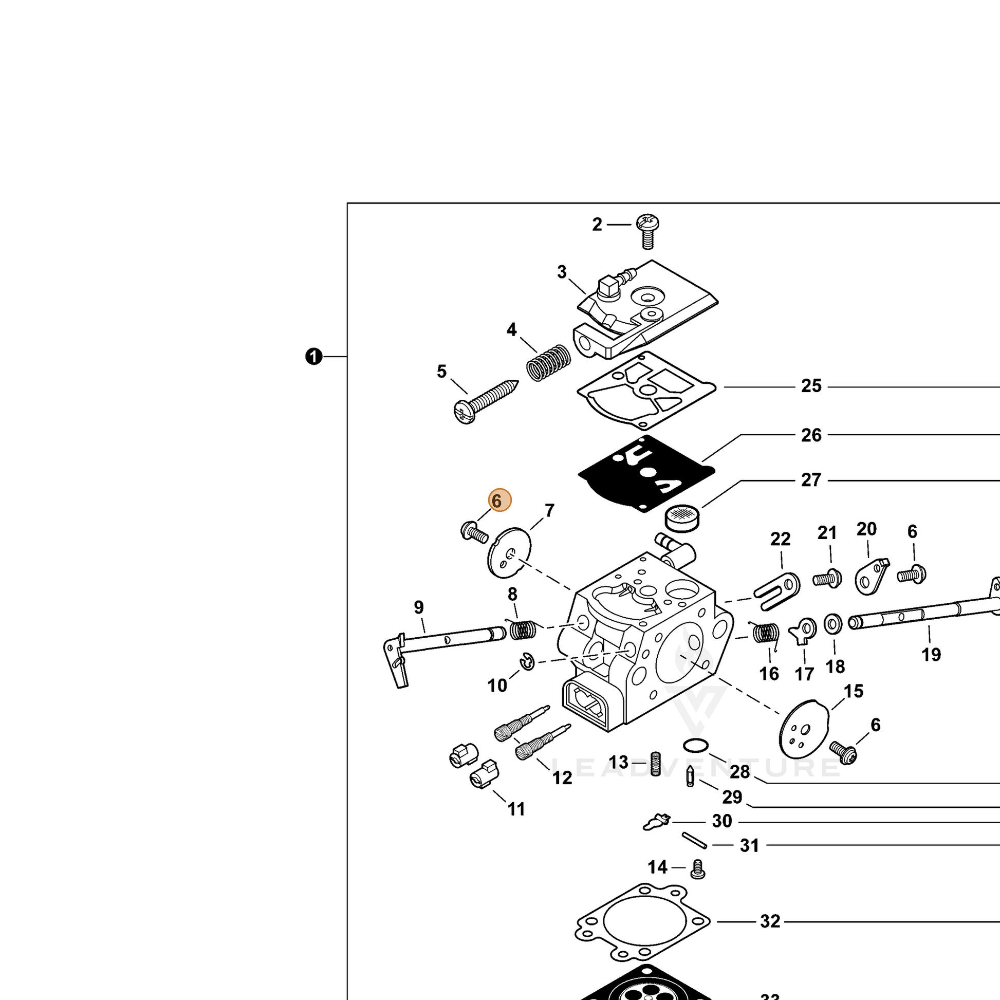 ECHO part 12311403930 — IPL diagram snippet (6x zoom, amber highlight)