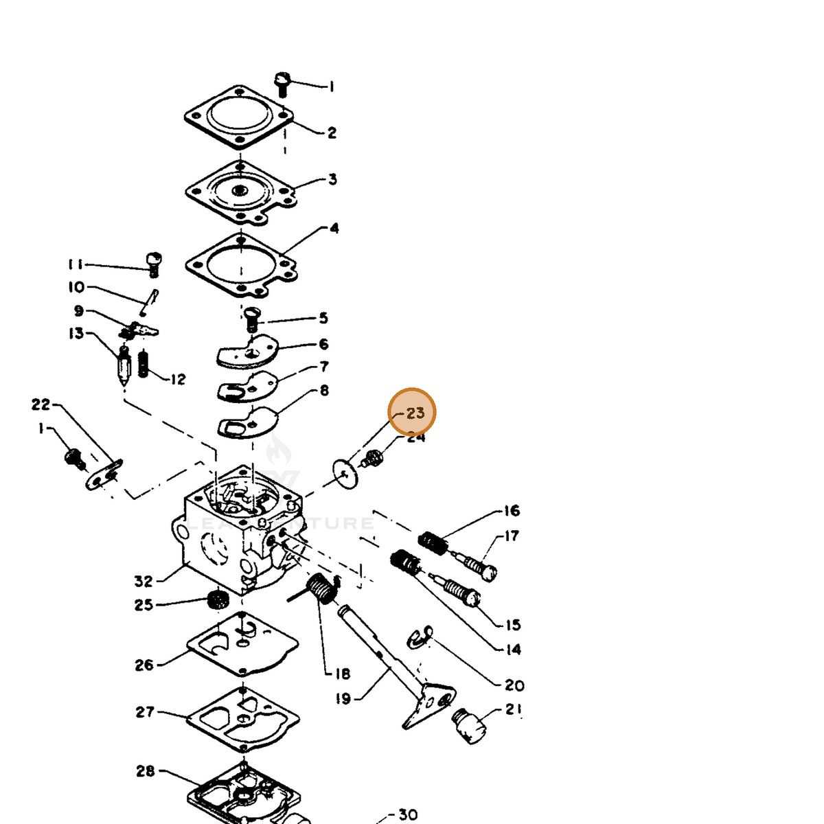ECHO part 12311606530 — IPL diagram snippet (6x zoom, amber highlight)