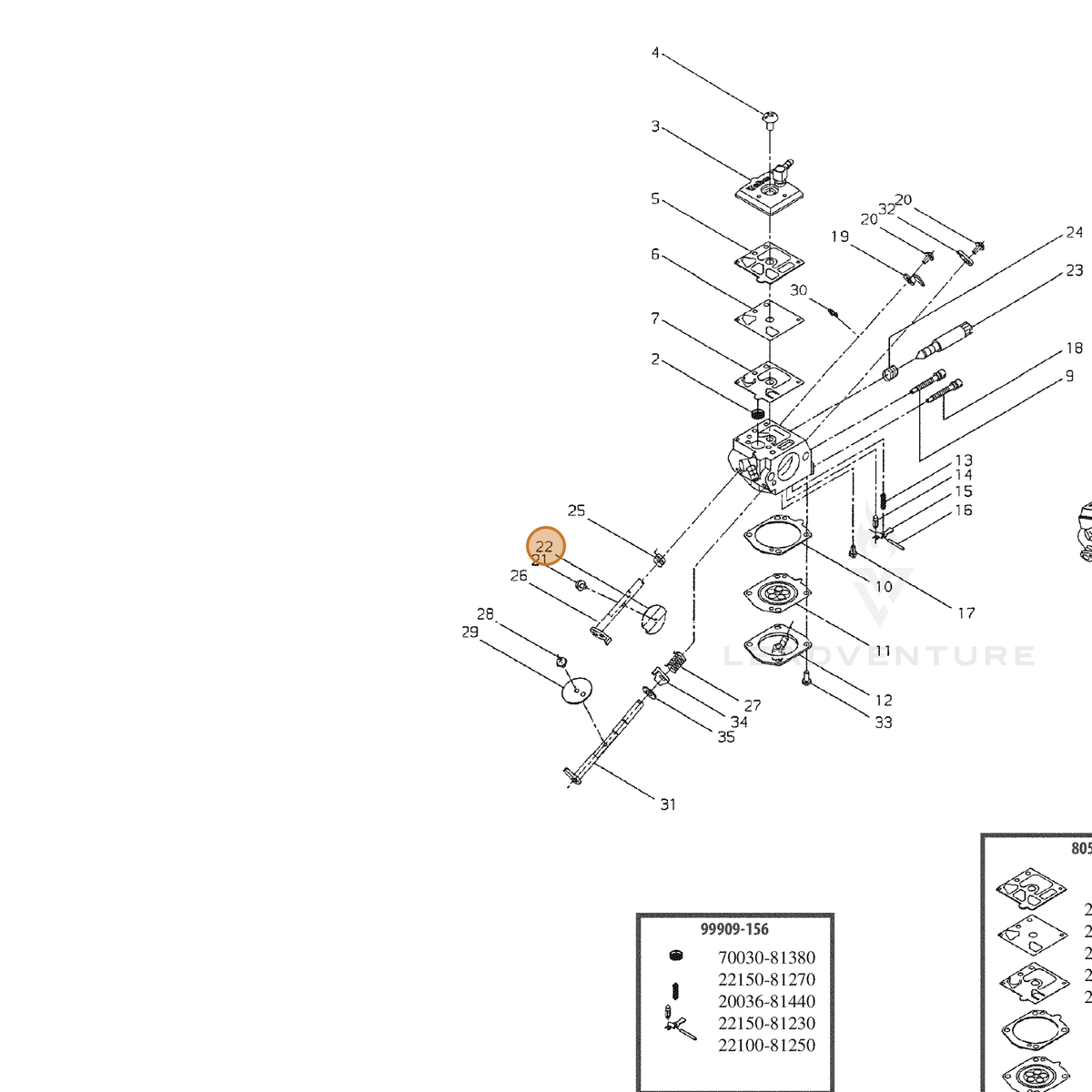 ECHO part 12311616130 — IPL diagram snippet (6x zoom, amber highlight)