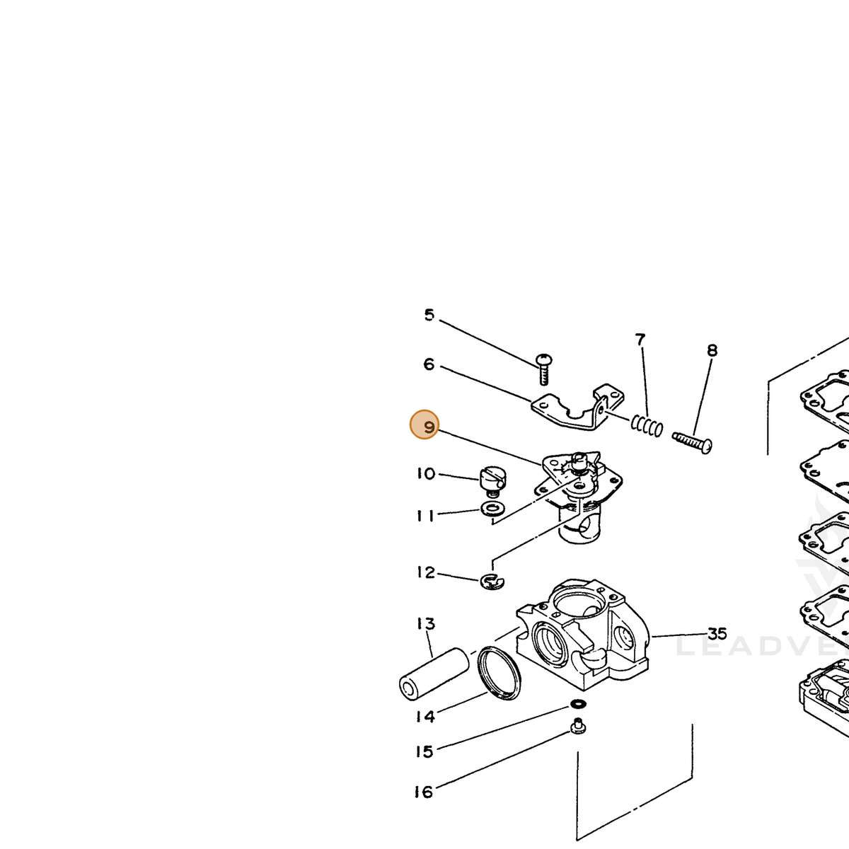 ECHO part 12311640630 — IPL diagram snippet (6x zoom, amber highlight)