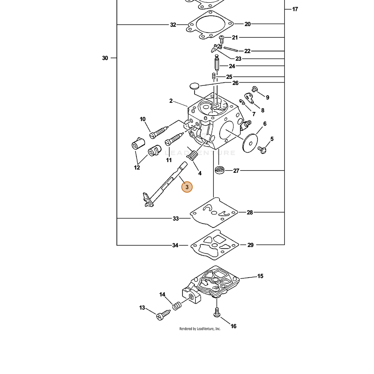 ECHO part 12311739630 — IPL diagram snippet (6x zoom, amber highlight)