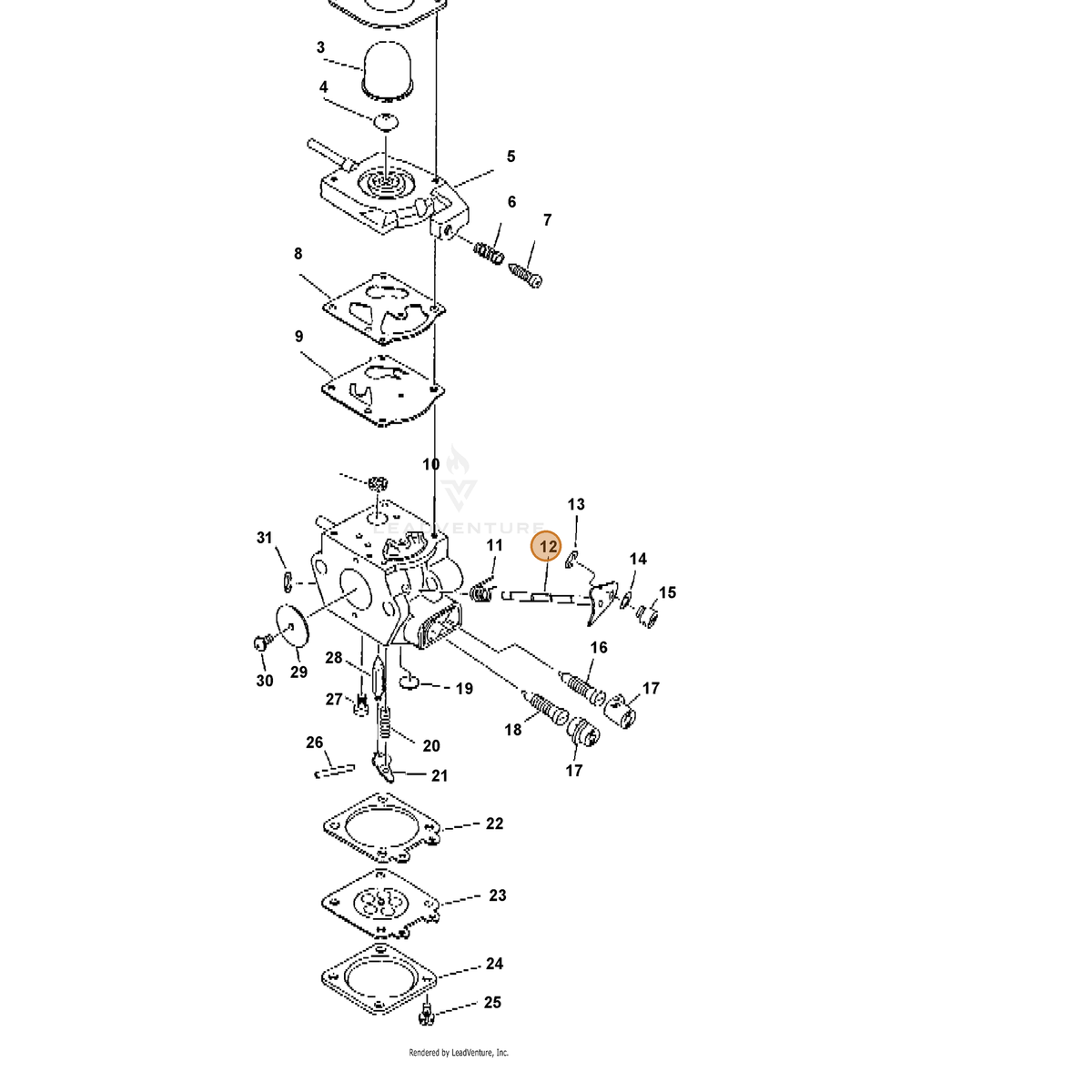 ECHO part 12311755830 — IPL diagram snippet (6x zoom, amber highlight)