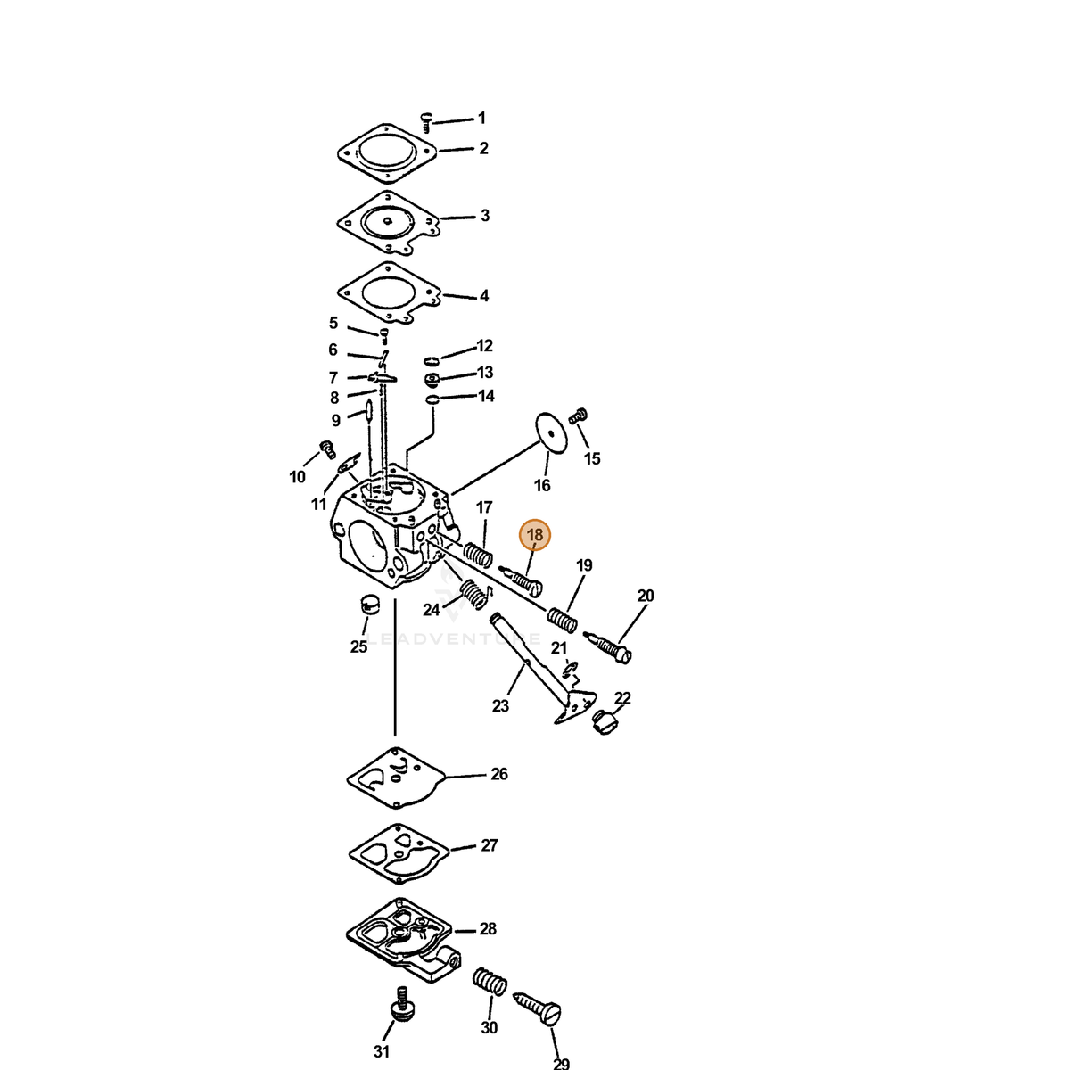 ECHO part 12311812020 — IPL diagram snippet (6x zoom, amber highlight)