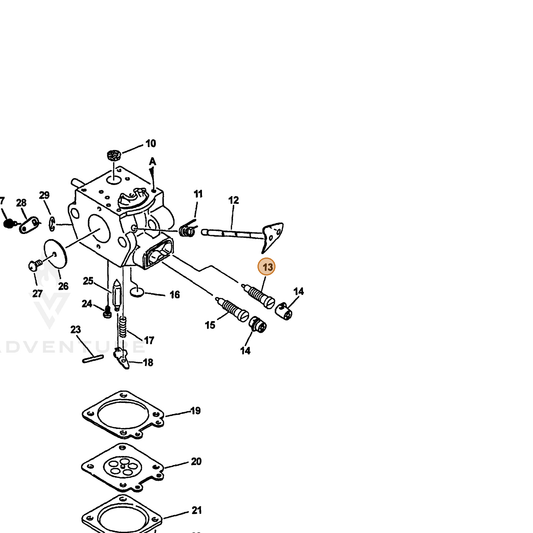 ECHO part 12312009460 — IPL diagram snippet (6x zoom, amber highlight)