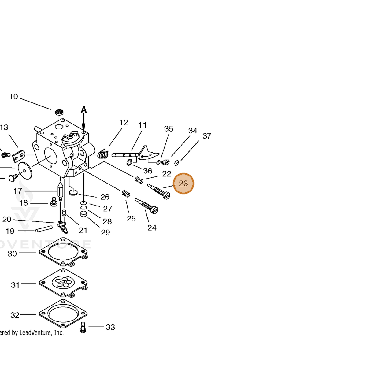 ECHO part 12312009560 — IPL diagram snippet (6x zoom, amber highlight)