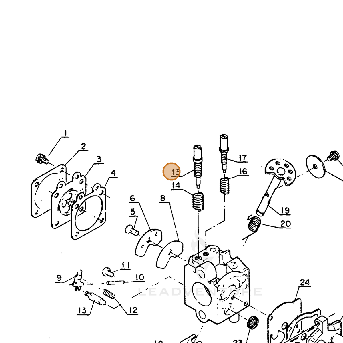 ECHO part 12312010530 — IPL diagram snippet (6x zoom, amber highlight)