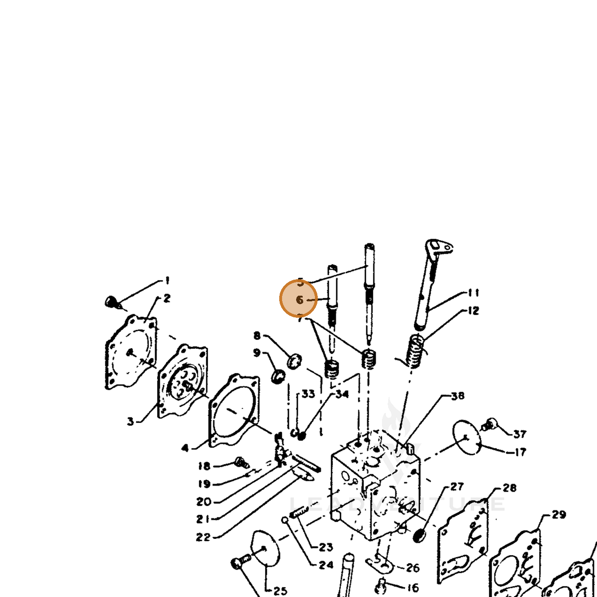 ECHO part 12312010630 — IPL diagram snippet (6x zoom, amber highlight)