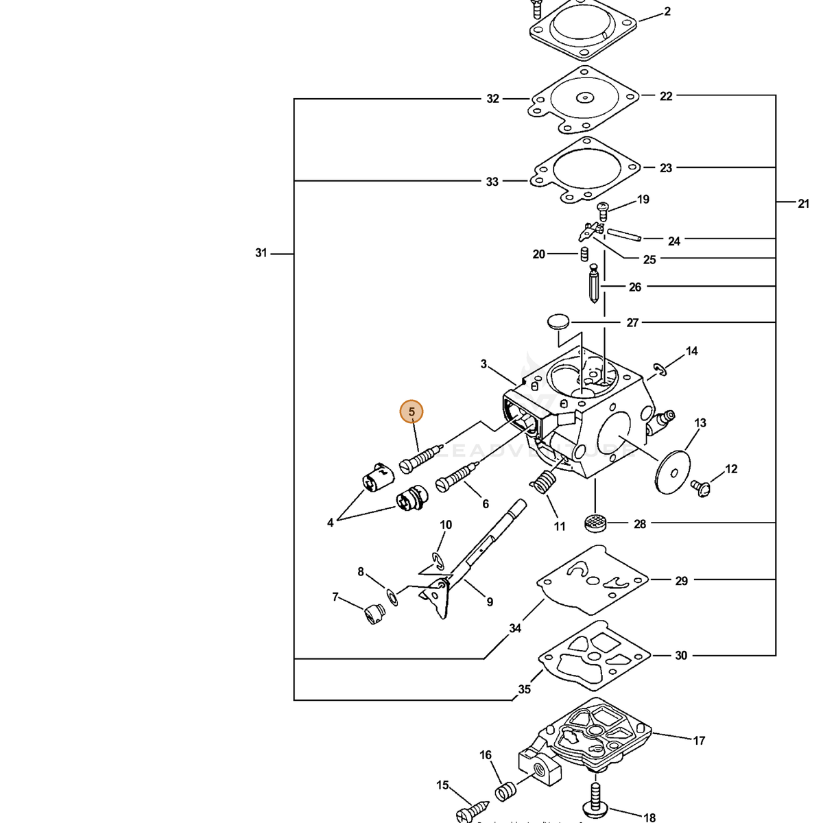 ECHO part 12312039231 — IPL diagram snippet (6x zoom, amber highlight)