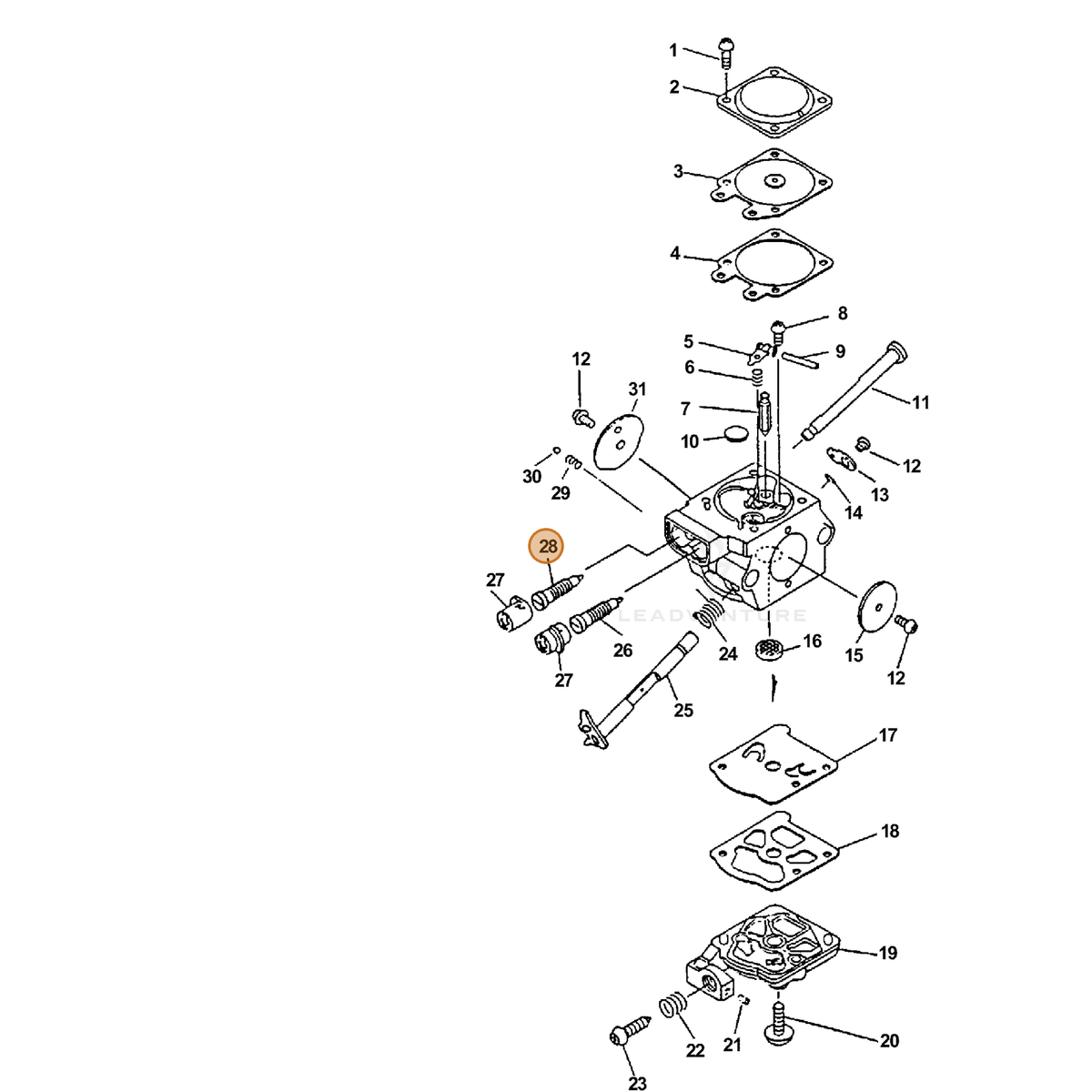 ECHO part 12312039330 — IPL diagram snippet (6x zoom, amber highlight)