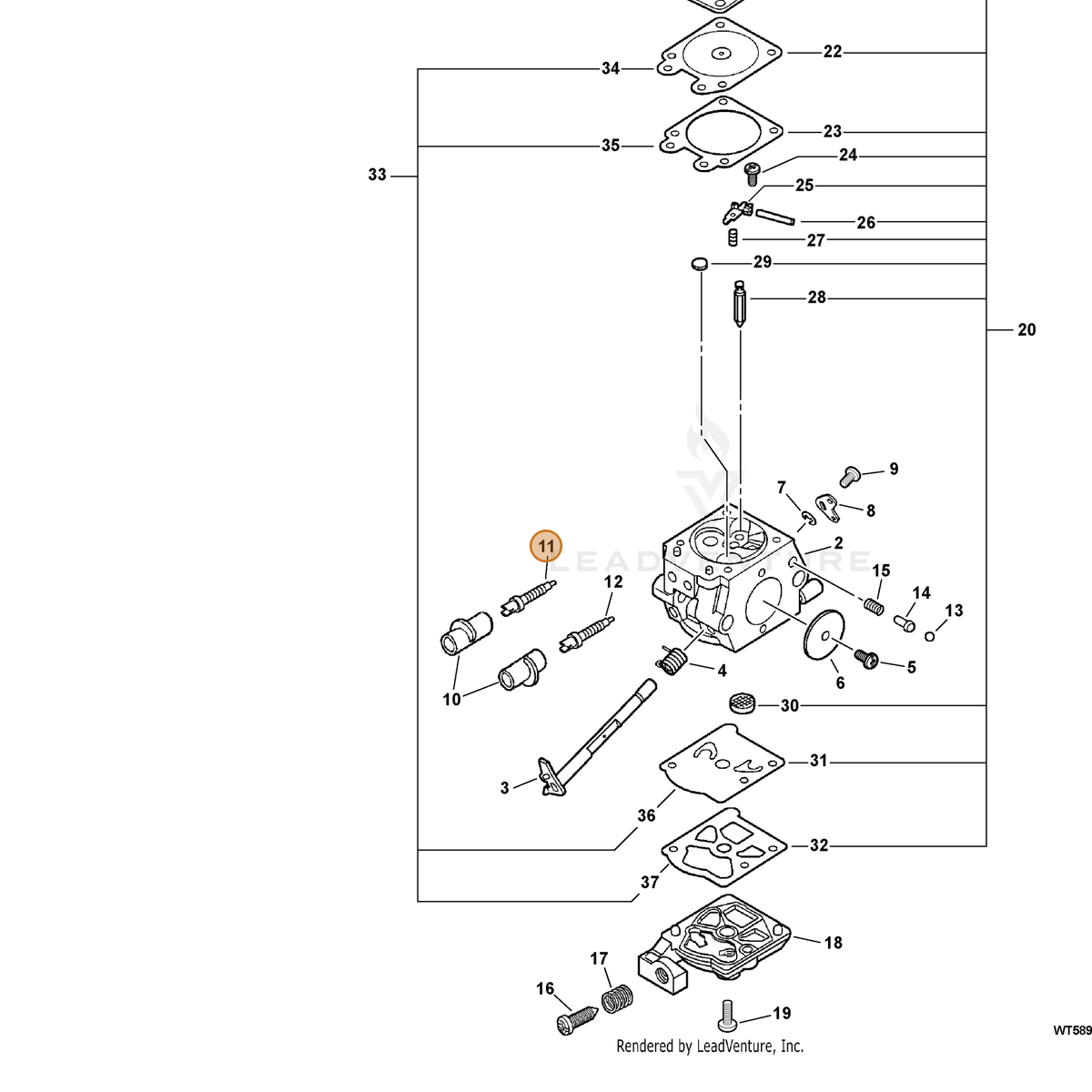 ECHO part 12312043131 — IPL diagram snippet (6x zoom, amber highlight)