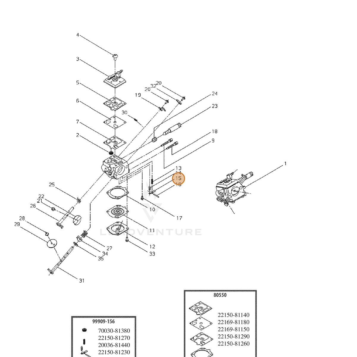 ECHO part 12312318330 — IPL diagram snippet (6x zoom, amber highlight)