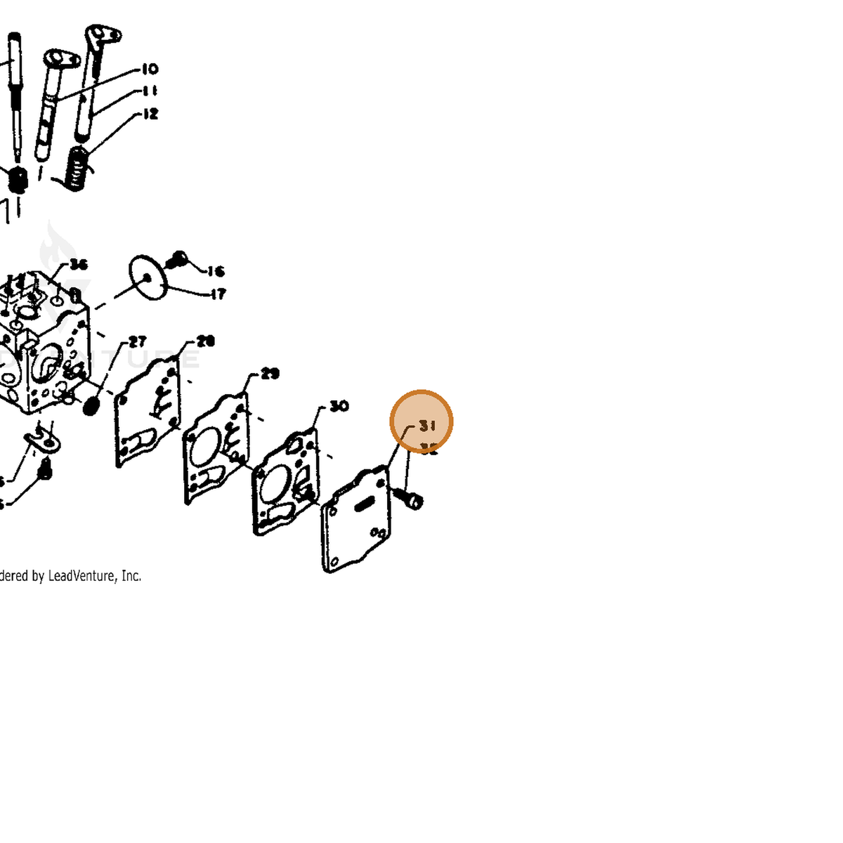 ECHO part 12312412430 — IPL diagram snippet (6x zoom, amber highlight)