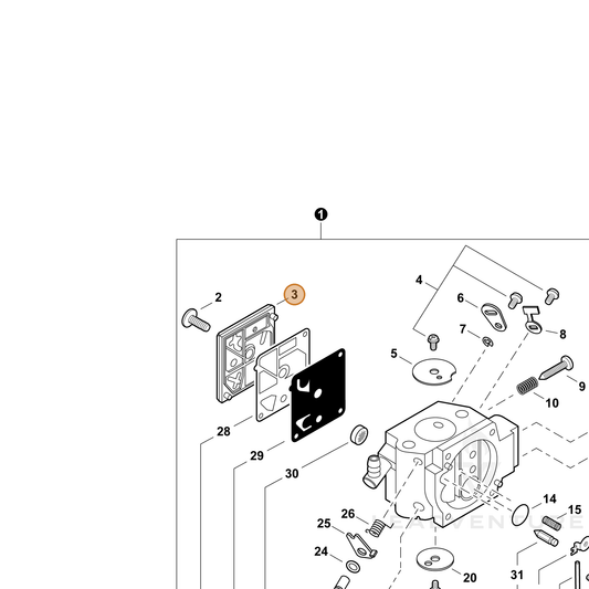 ECHO part 12312419830 — IPL diagram snippet (6x zoom, amber highlight)