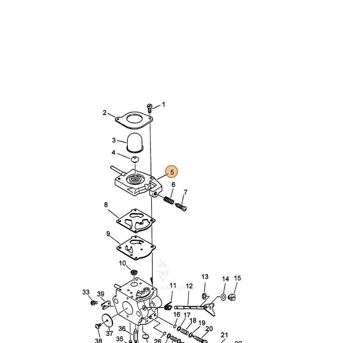 ECHO part 12312451431 — IPL diagram snippet (6x zoom, amber highlight)