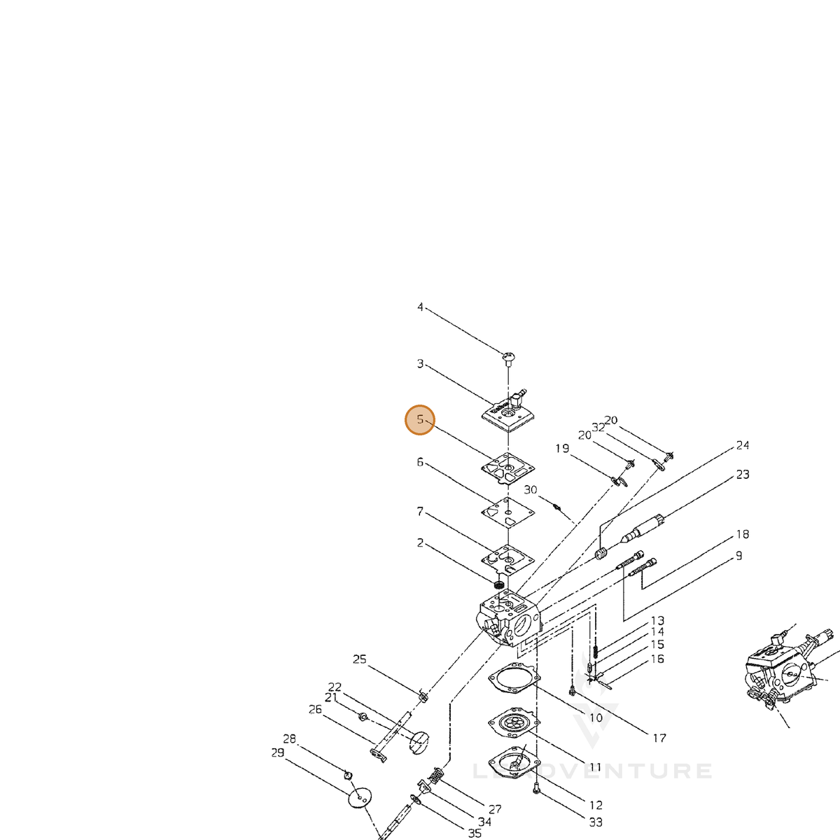 ECHO part 12312512330 — IPL diagram snippet (6x zoom, amber highlight)