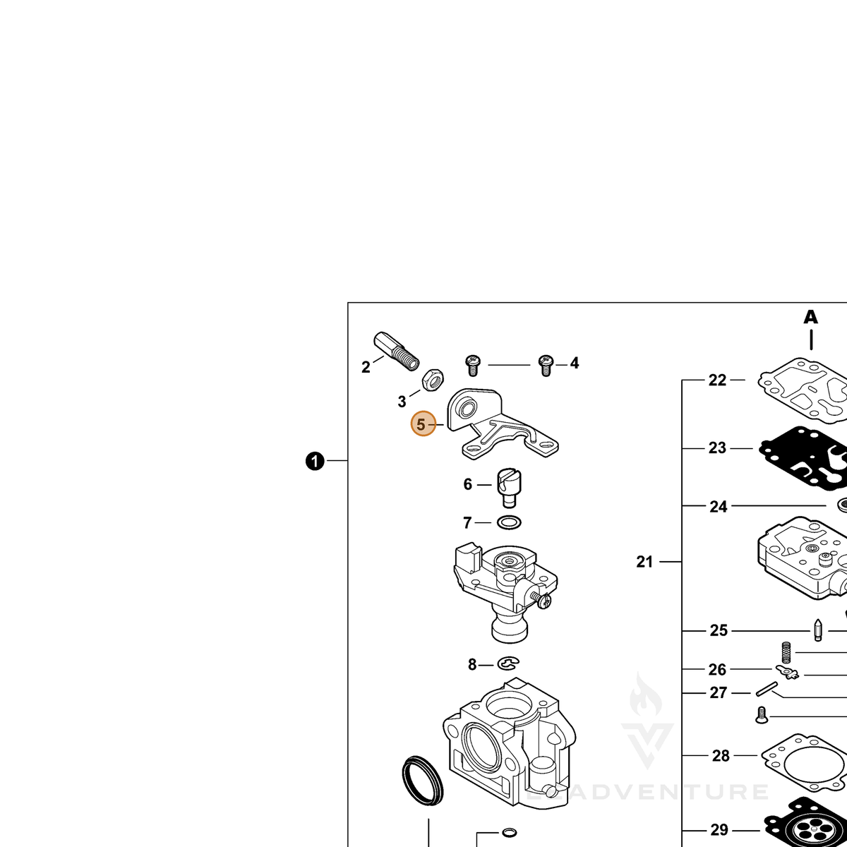 ECHO part 12312854230 — IPL diagram snippet (6x zoom, amber highlight)