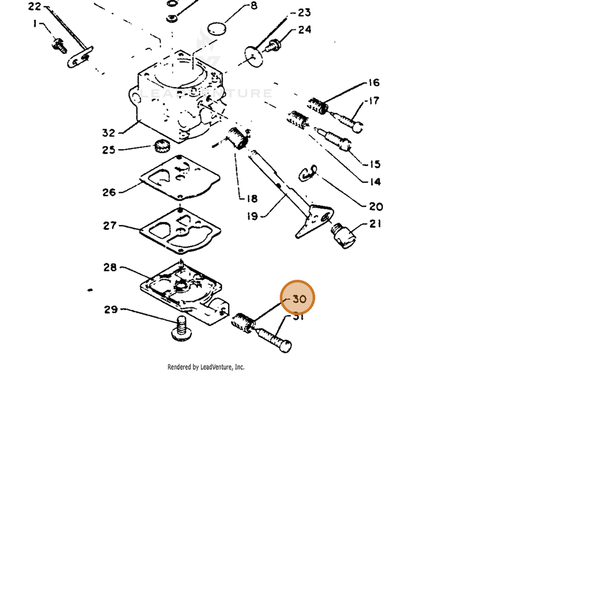 ECHO part 12313311130 — IPL diagram snippet (6x zoom, amber highlight)
