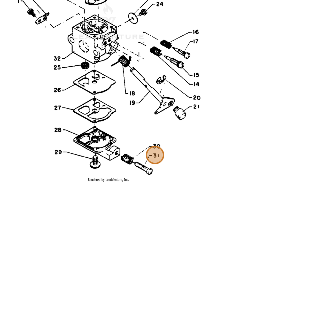 ECHO part 12313406320 — IPL diagram snippet (6x zoom, amber highlight)