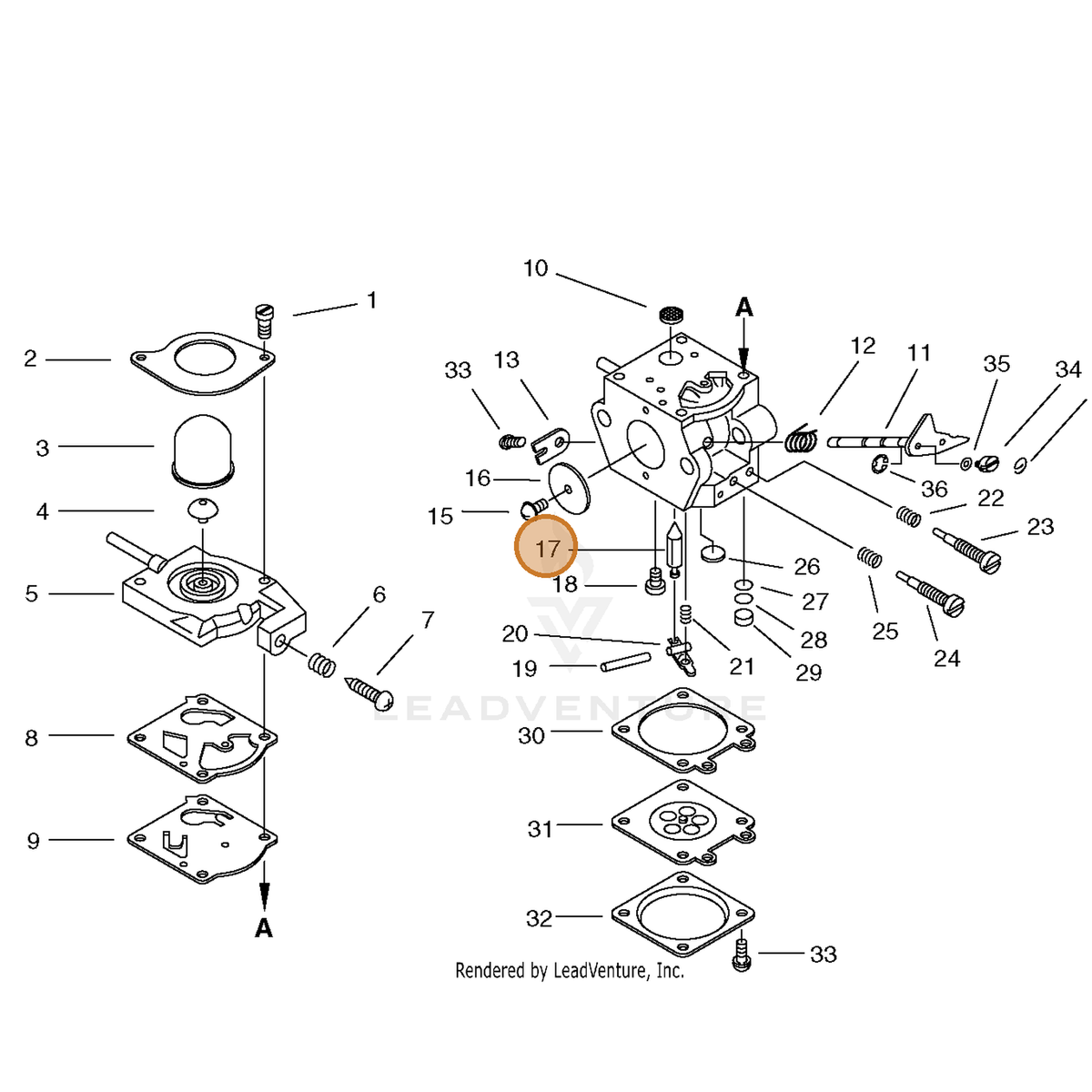 ECHO part 12313704260 — IPL diagram snippet (6x zoom, amber highlight)