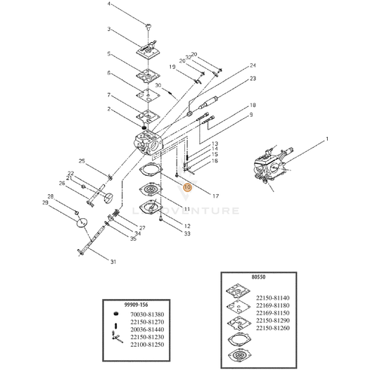 ECHO part 12314016130 — IPL diagram snippet (6x zoom, amber highlight)