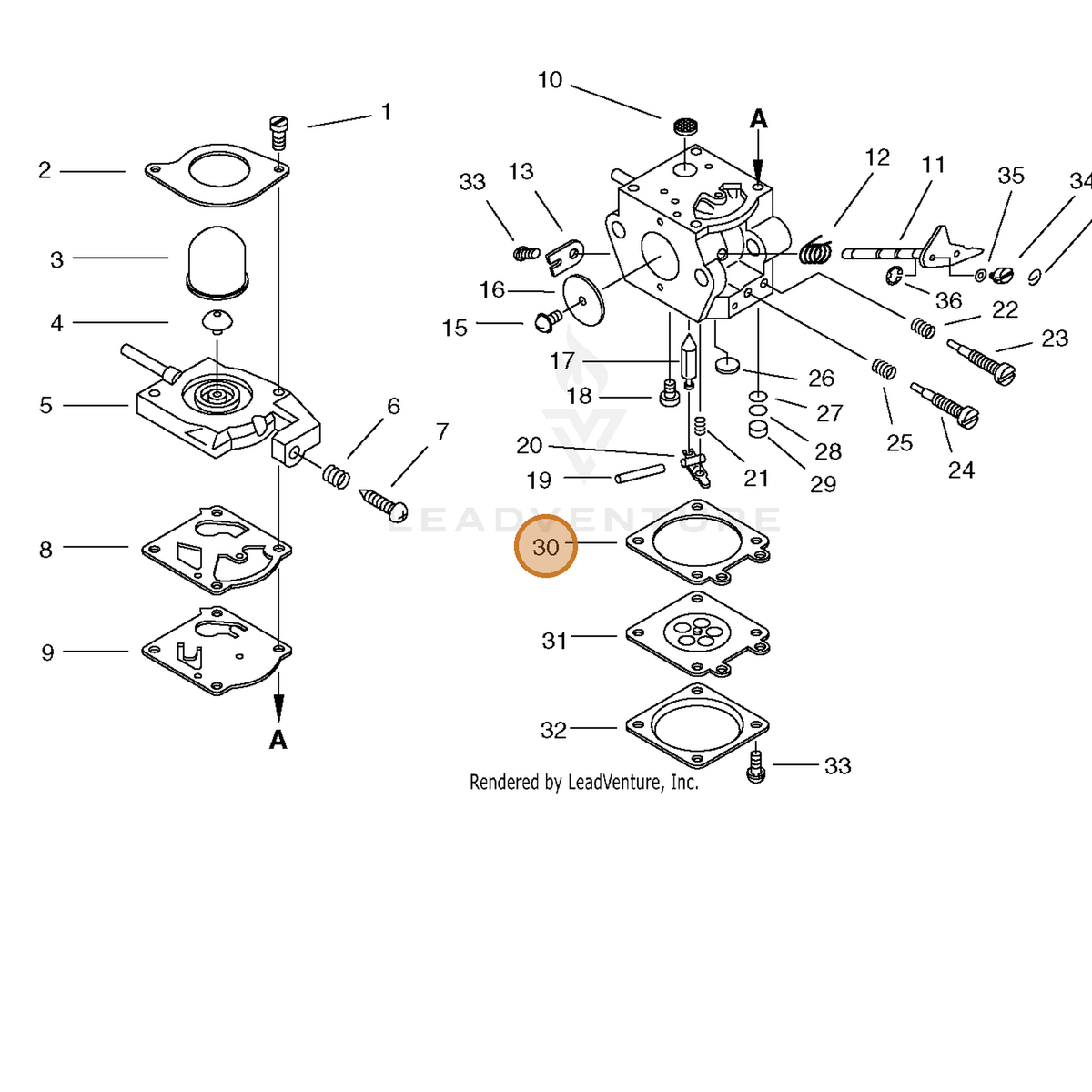 ECHO part 12314027230 — IPL diagram snippet (6x zoom, amber highlight)
