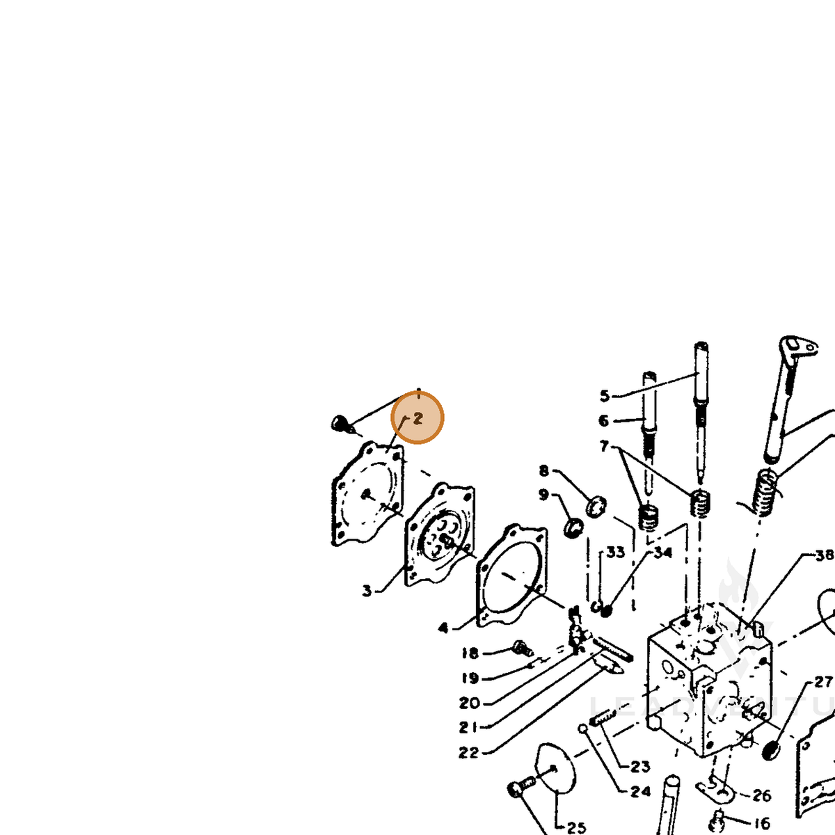 ECHO part 12314210630 — IPL diagram snippet (6x zoom, amber highlight)