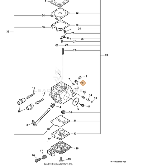 ECHO part 12315039230 — IPL diagram snippet (6x zoom, amber highlight)