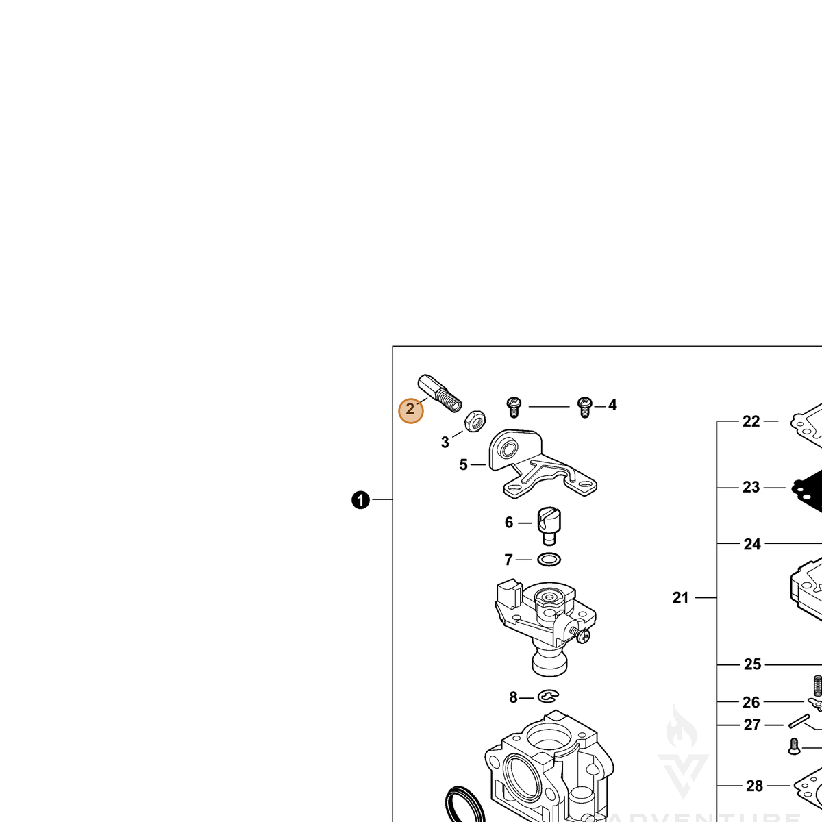 ECHO part 12316156431 — IPL diagram snippet (6x zoom, amber highlight)