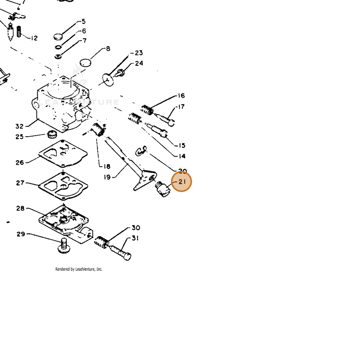 ECHO part 12317204320 — IPL diagram snippet (6x zoom, amber highlight)