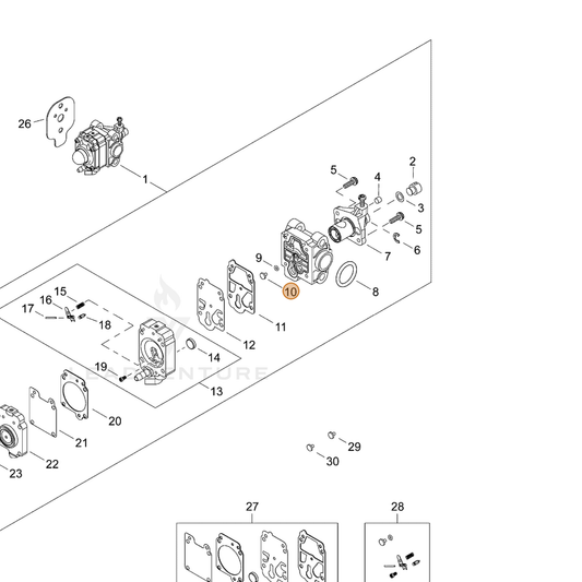 ECHO part 12318444430 — IPL diagram snippet (6x zoom, amber highlight)