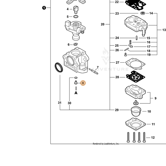 ECHO part 12318445030 — IPL diagram snippet (6x zoom, amber highlight)