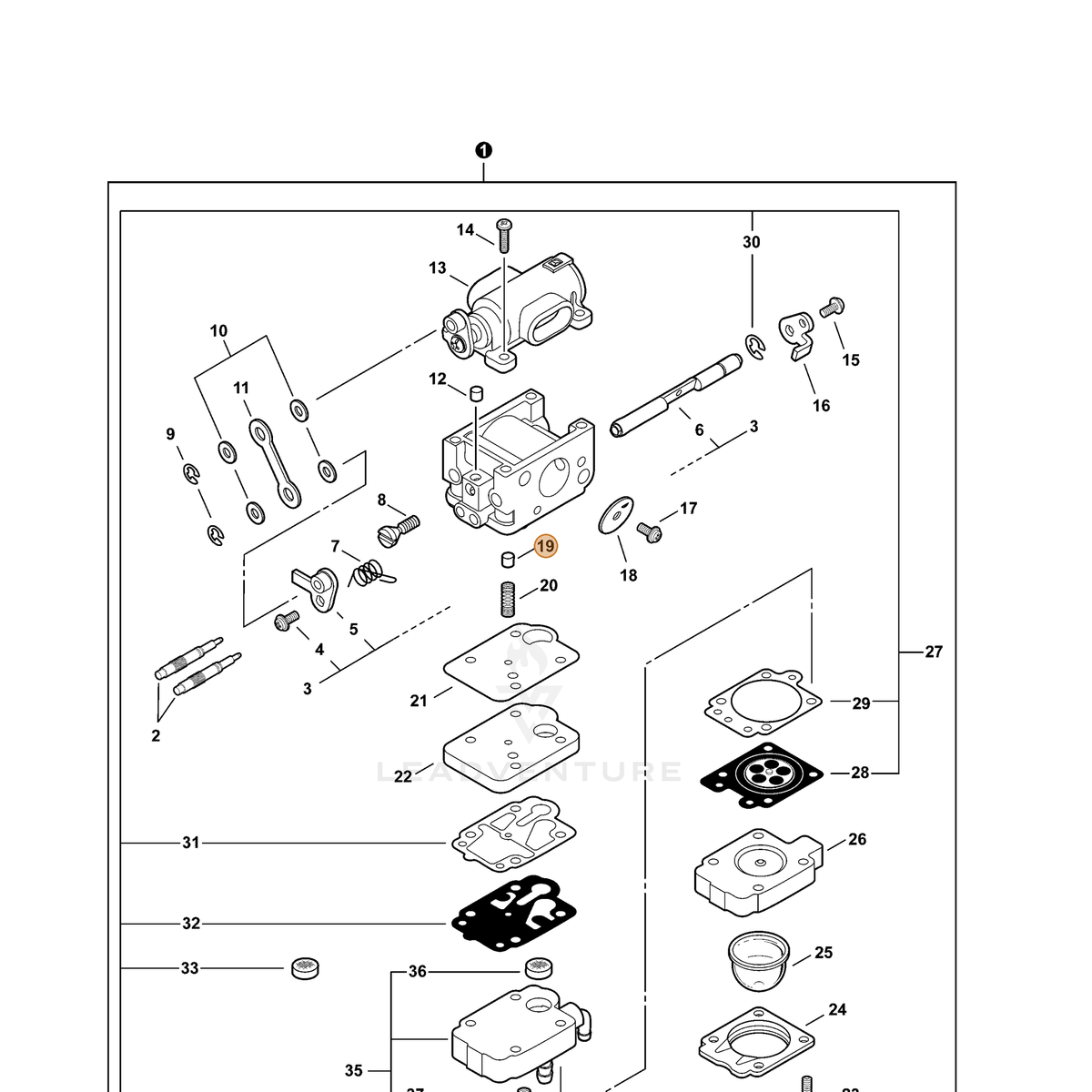 ECHO part 12318539130 — IPL diagram snippet (6x zoom, amber highlight)