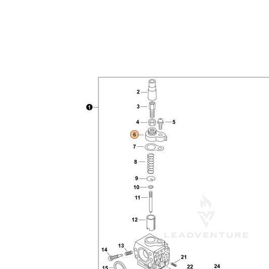 ECHO part 12411313410 — IPL diagram snippet (6x zoom, amber highlight)