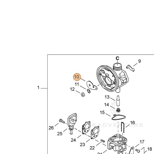 ECHO part 12414305810 — IPL diagram snippet (6x zoom, amber highlight)
