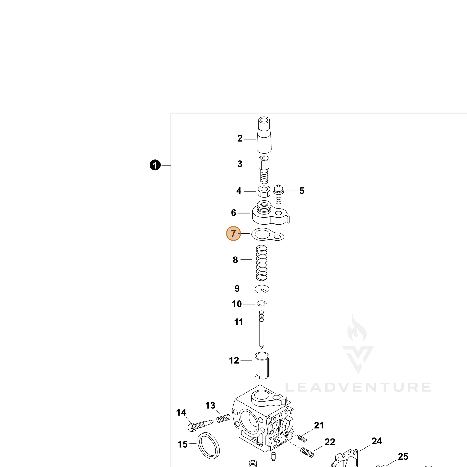 ECHO part 12417213410 — IPL diagram snippet (6x zoom, amber highlight)